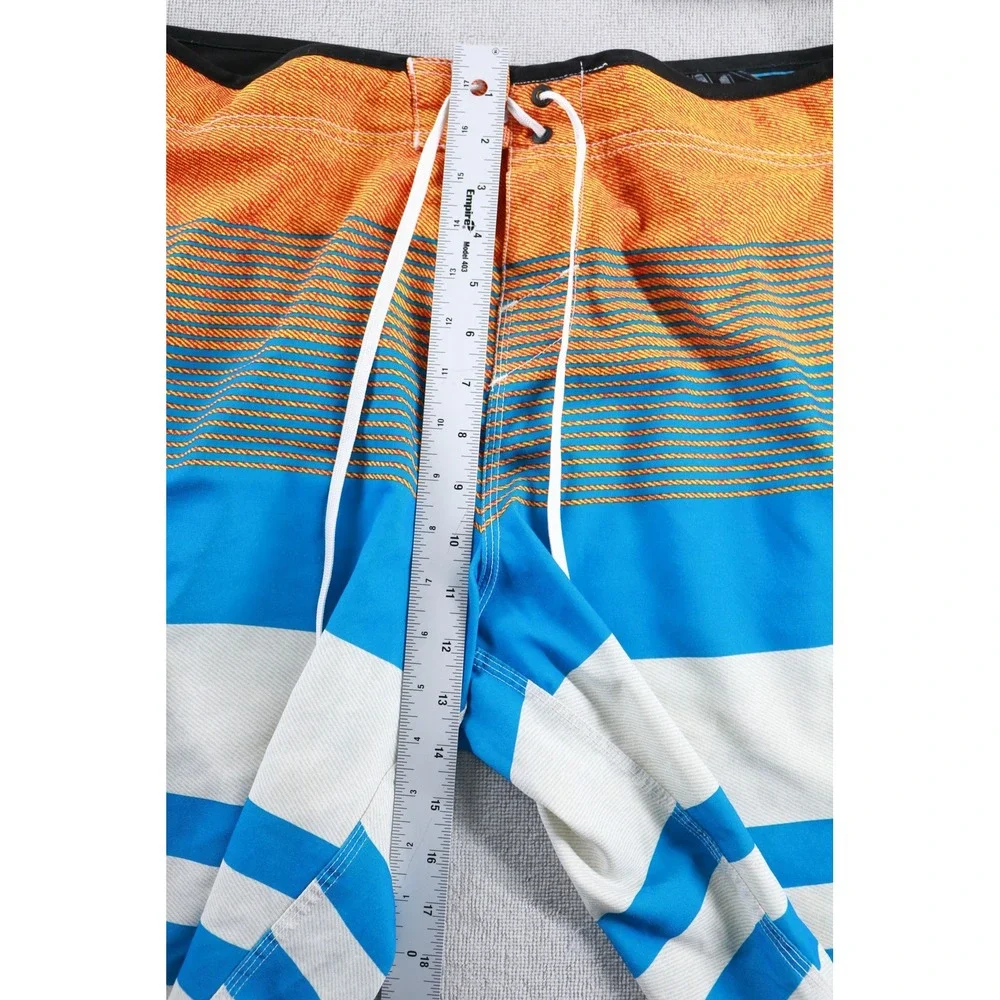O'Neill Board Shorts Mens 36 Blue Orange Striped Hyperfreak Swim Trunks Pocket